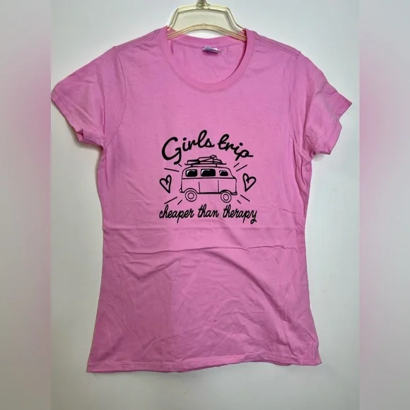 2/$20 ⭐ Pink T Shirt Girls Trip Cheaper Than Therapy Size S - Picture 1 of 4